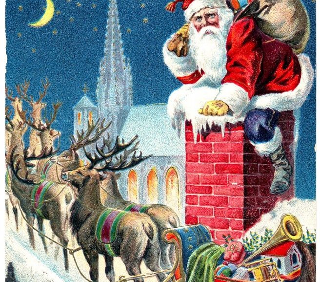 santa coming down the chimney