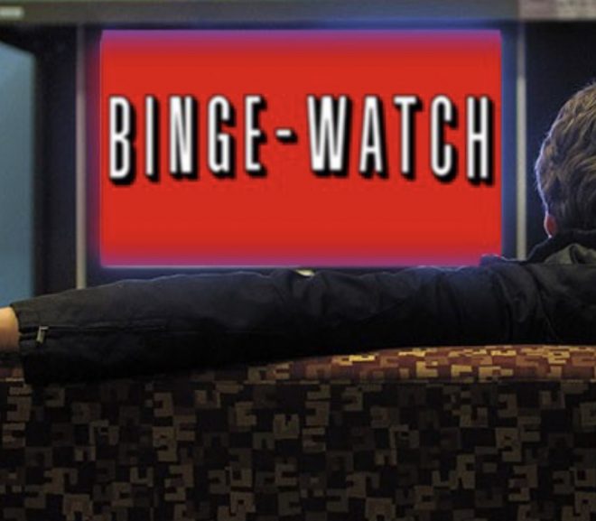 "binge watch" written like the netflix logo