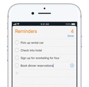 reminders on an iPhone