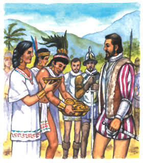 aztecs giving cortés gifts