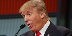 trump making a dumbass face to mock an opponent