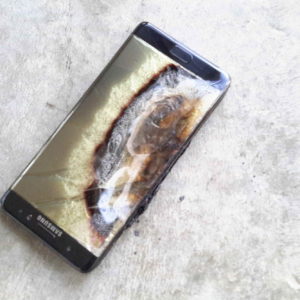 a samsung galaxy note 7 that went up in flames