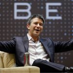 travais kalanick in front of the word "uber"