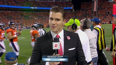 sergio dipp reporting from the broncos sideline
