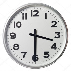 half past three on a clock