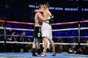 canelo and ggg embrace at the end of their second fight