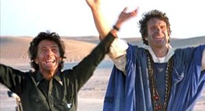 dustin hoffman and warren beatty with arms raised from the movie ishtar---vocabulario en inglés holy week